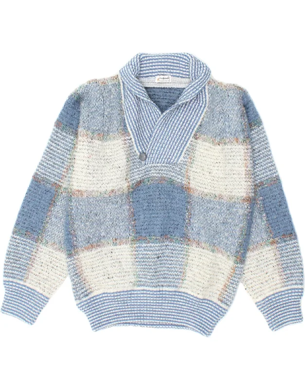 Deal of the Week MAZZONETTO Womens Shawl Neck Jumper Sweater UK 16 Large Blue Check Mohair Deal of the Week MAZZONETTO Womens Shawl Neck Jumper Sweater UK 16 Large Blue Check Mohair