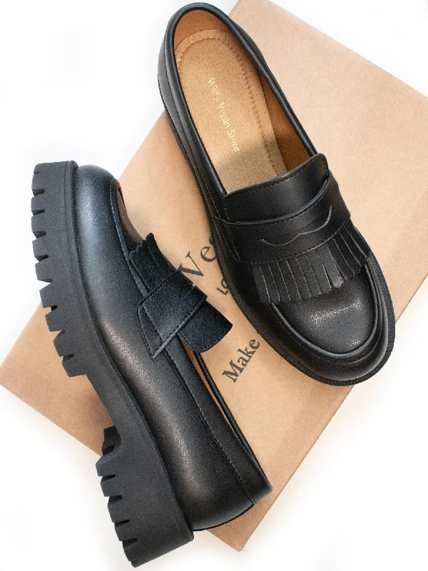 Special Savings Track Sole Fringe Loafers