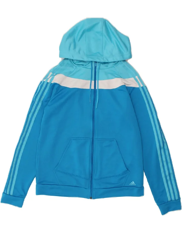 Grand Opening Sale ADIDAS Womens Zip Hoodie Sweater UK 16/18 Large Blue Colourblock Polyester