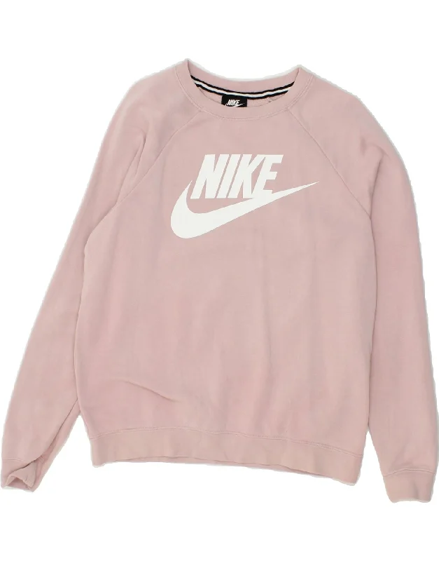 Clearance Items NIKE Womens Graphic Sweatshirt Jumper UK 14 Medium Pink Cotton
