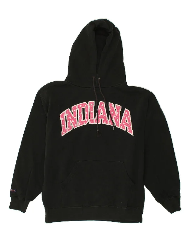 New Arrival VINTAGE Womens Indiana Graphic Hoodie Jumper Medium Black Cotton