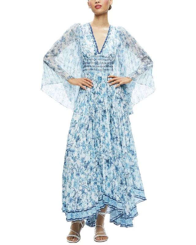 Discount Extravaganza alice + olivia Sion Sunburst Pleat Maxi Dress