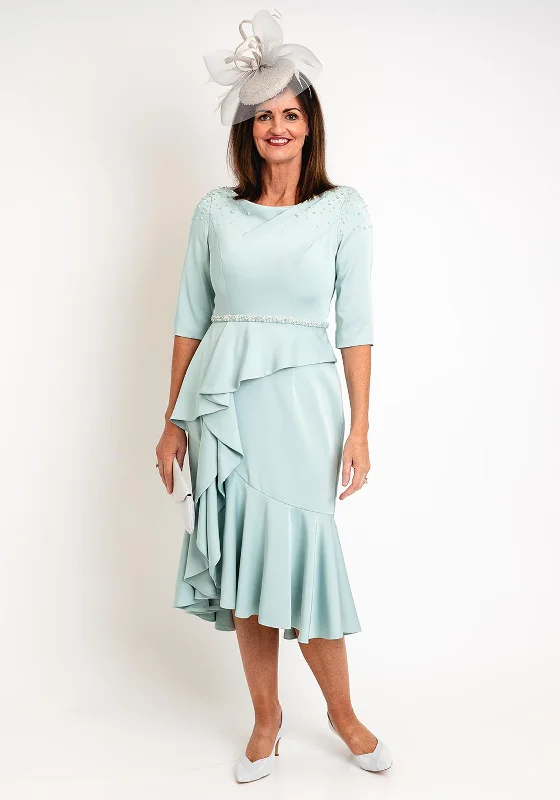 Limited Time John Charles Waterfall Drape Midi Dress, Egg Shell