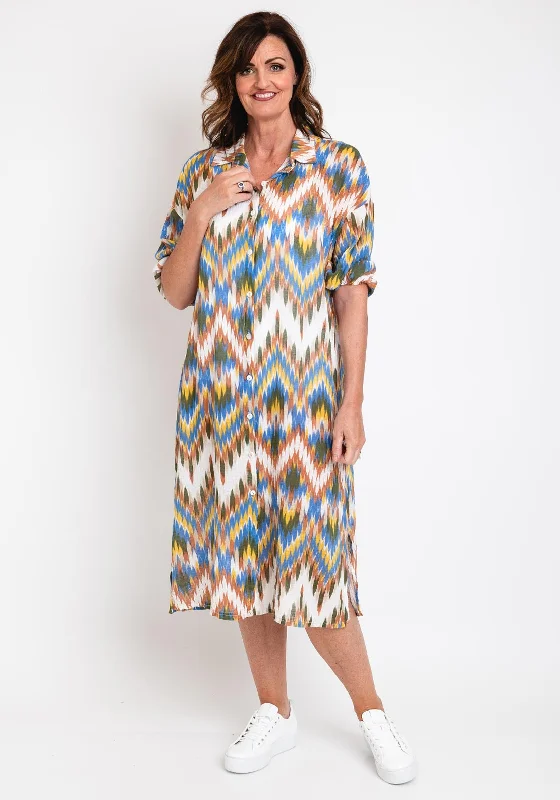Major Savings Serafina Collection One Size Textured Print Shirt Dress, Multi