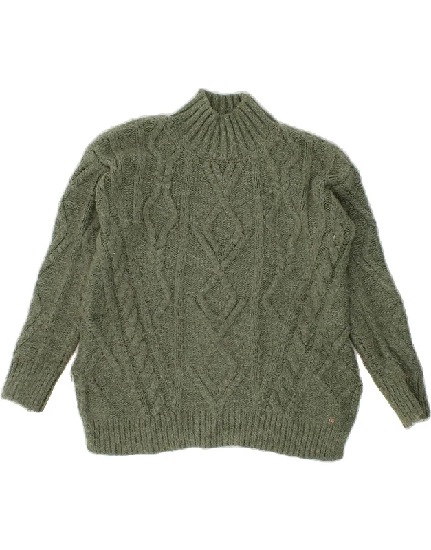 Can't Miss FAT FACE Womens Turtle Neck Jumper Sweater UK 8 Small Green Fair Isle