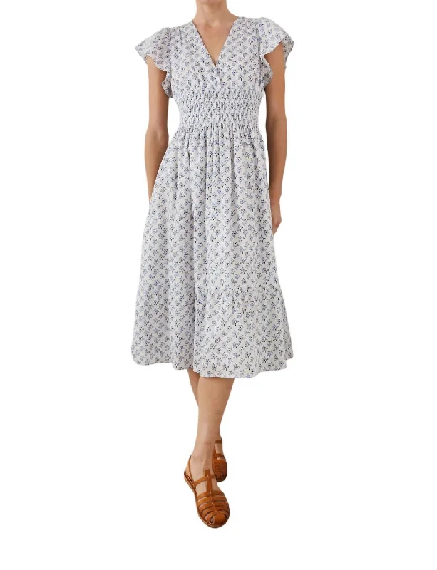 Weekend Deal Seona Dress In White Blue Ivy