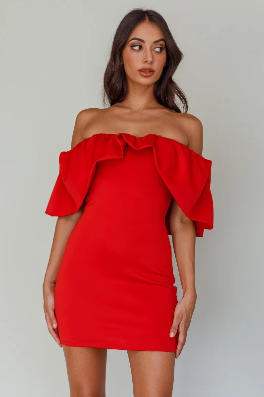 Exclusive Savings So Dramatic Off-Shoulder Mini Dress Tangerine