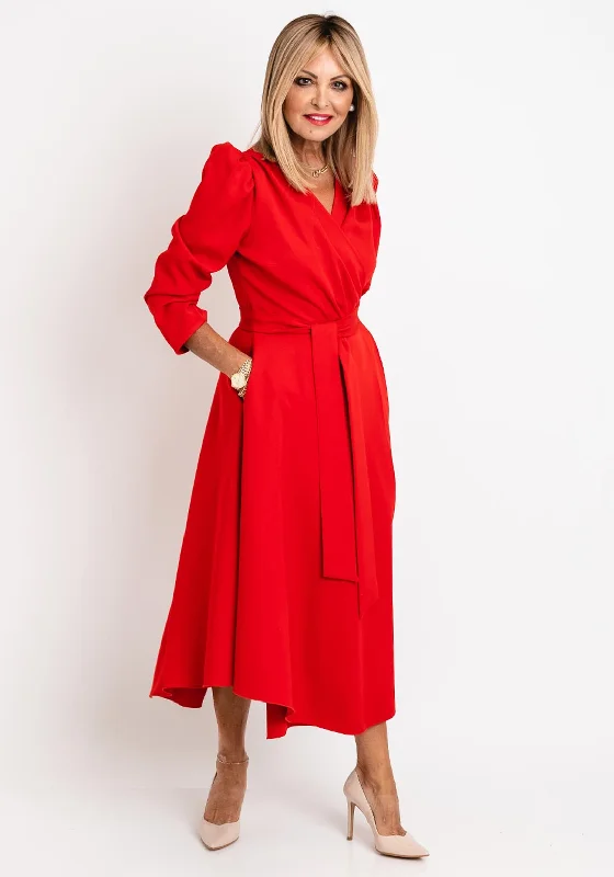 Closeout Coco Doll Emo Wrap Maxi Dress, Red