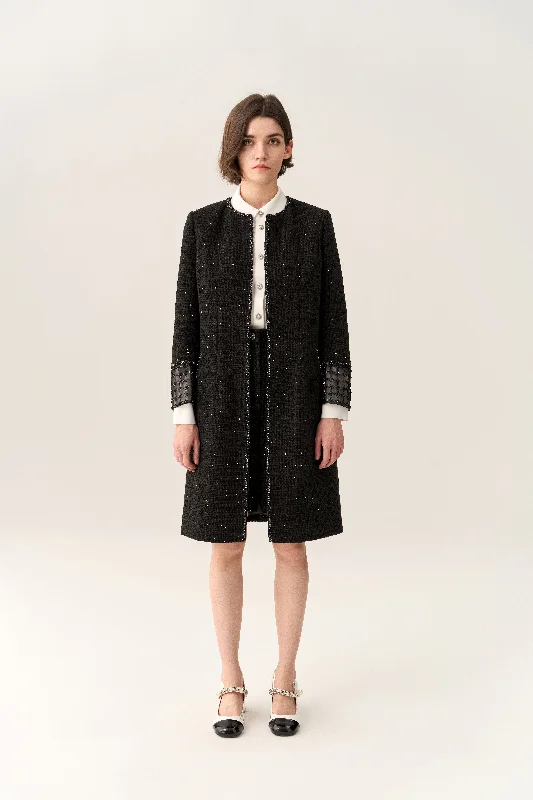 Don’t Miss Out Mesh Sleeves Sequin-detail Dress