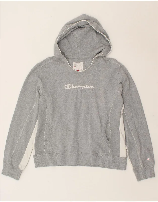 CHAMPION Womens Heritage Classics Graphic Hoodie Jumper UK 18 XL Grey