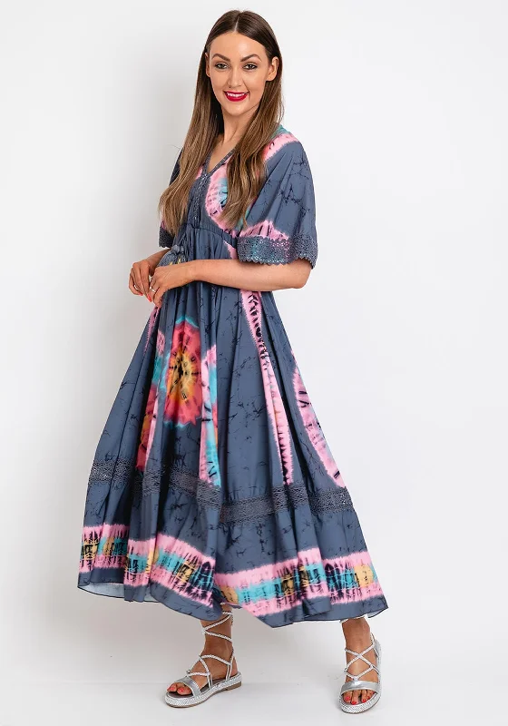 Shop and Save The Serafina Collection Tie Dye Print Maxi Dress, Grey