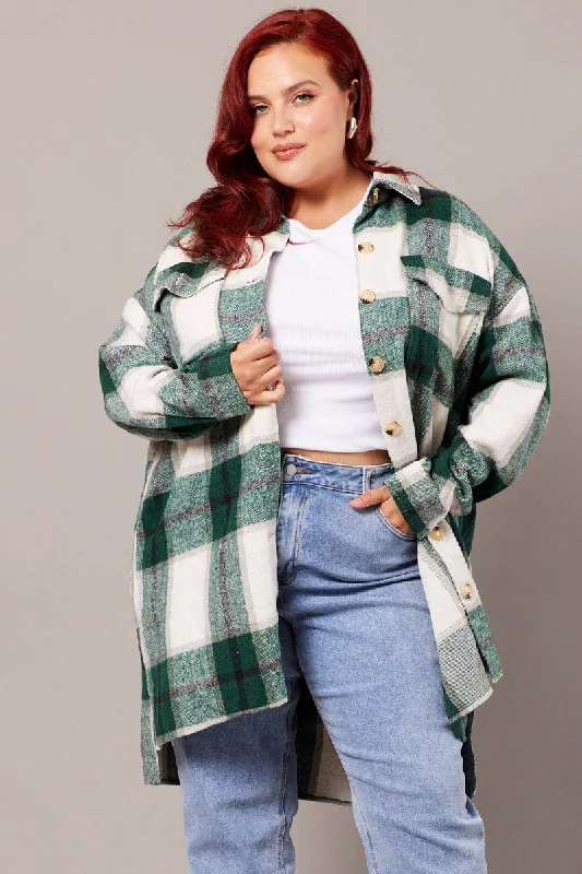 Unmissable Offer Green Check Longline Check Shacket