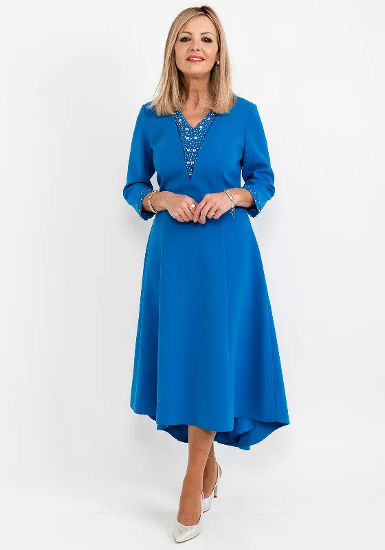 Today’s Deal Lizabella Embellished Neck A-Line Dress, Royal Blue