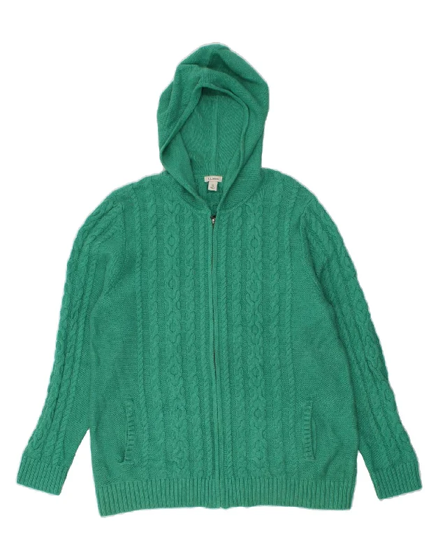 Major Savings L.L.BEAN Womens Hooded Cardigan Sweater UK 18 XL Green Wool