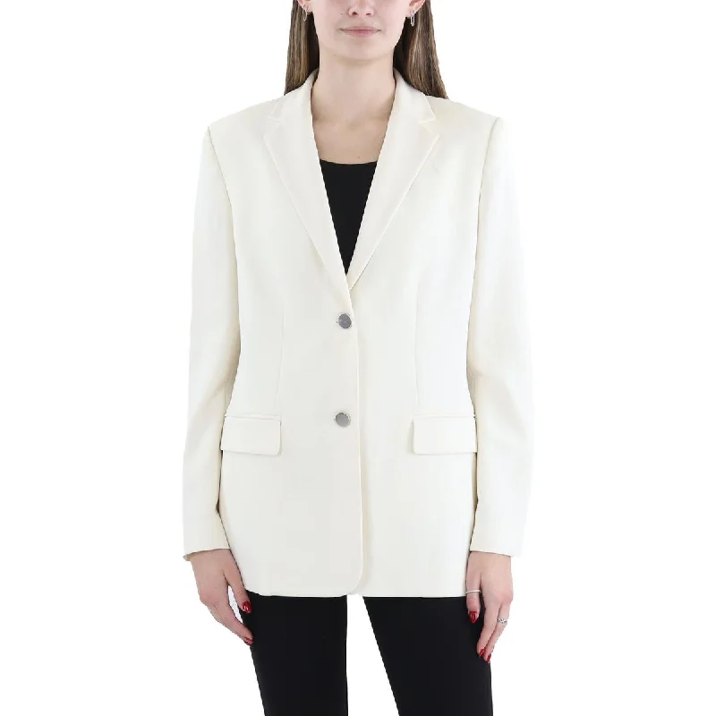 Womens Solid Office Two-Button Blazer