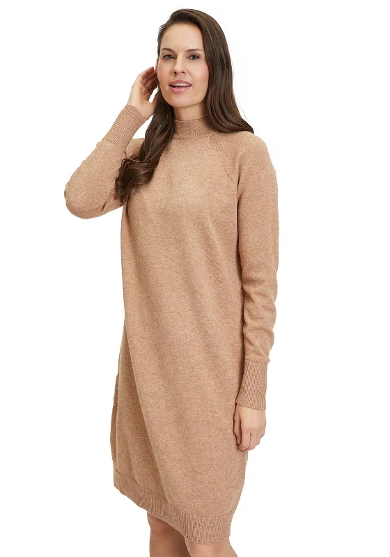 Betty Barclay Funnel Neck Knit Jumper Dress, Camel Melange