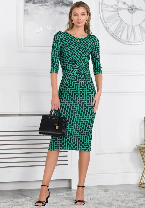 Blowout Deals Jolie Moi Qyara Twist Waist Geo Print Dress, Green