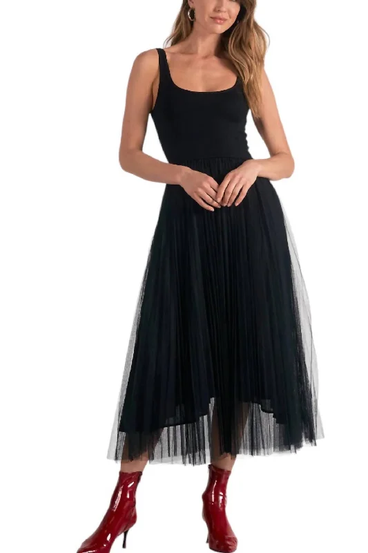 Maxi Tulle Tank Dress In Black