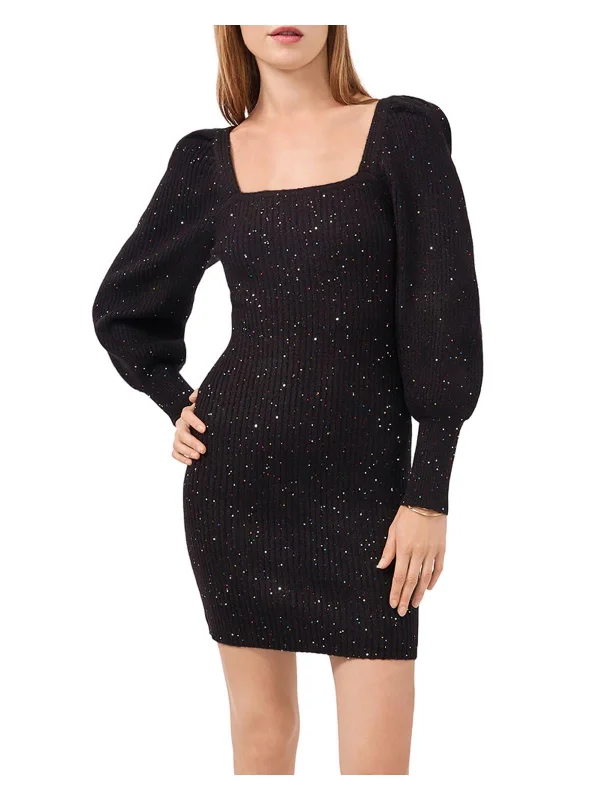 Midnight Garden Womens Sparkle Sequined Sweaterdress