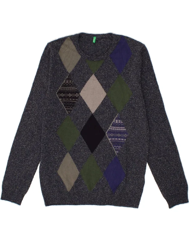 Extra Savings BENETTON Womens Boat Neck Jumper Sweater UK 16 Large Navy Blue