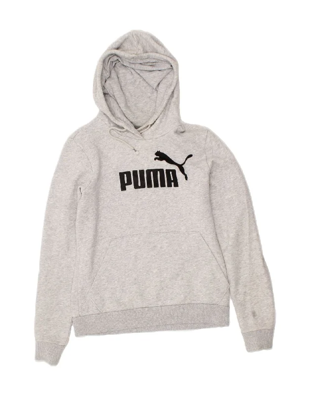 Act Now PUMA Womens Graphic Hoodie Jumper UK 10 Small Grey Polyester
