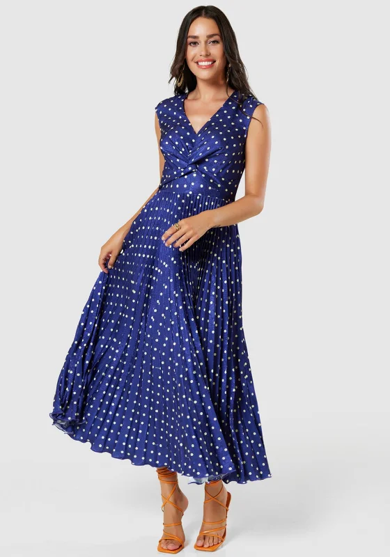 Final Markdown Closet London Dotty A Line Maxi Dress, Navy