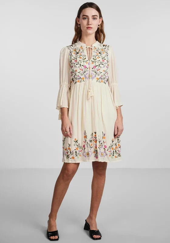 Closeout Y.A.S Chella Embroidered Mini Smock Dress, Birch