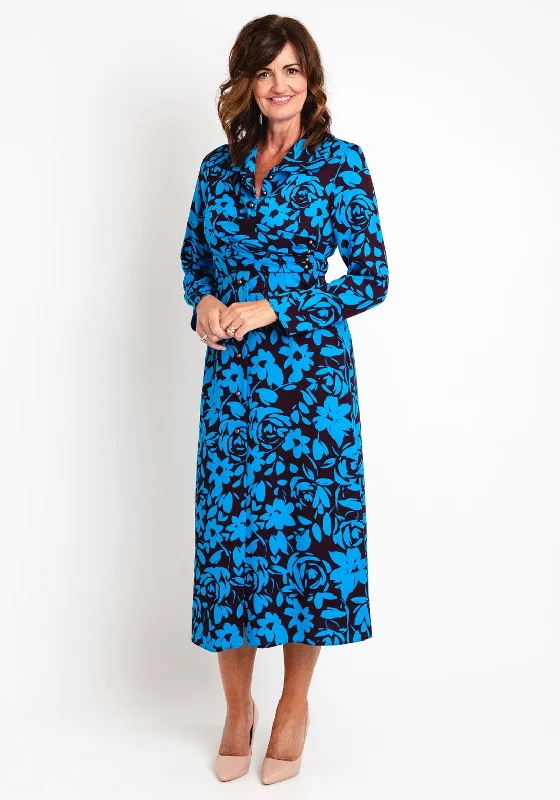Steals and Deals Kameya Brass Button Placket, Floral Print Maxi Dress, Multi