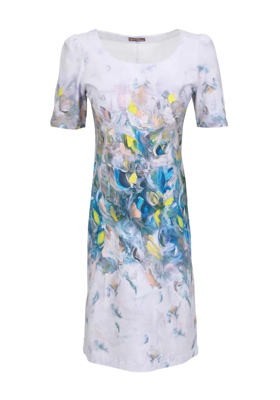 Limited Time Offer Dolcezza Paint Stroke Pencil Dress, Silver Multi