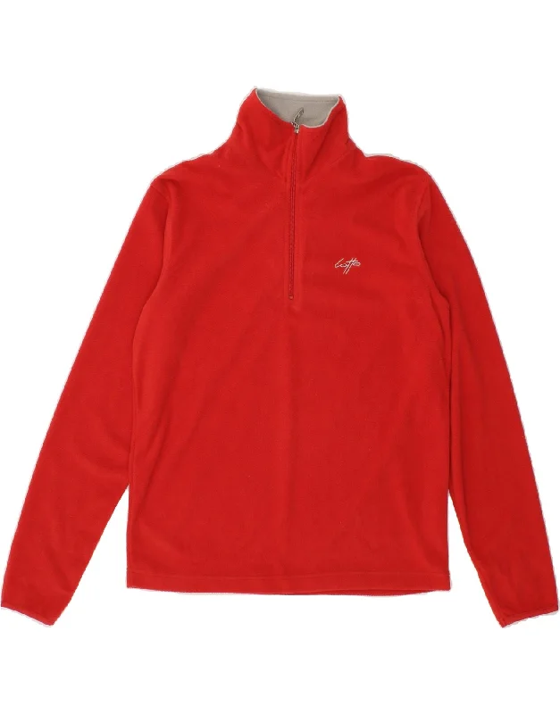Midnight Sale LOTTO Womens Zip Neck Fleece Jumper UK 14 Medium Red Polyester