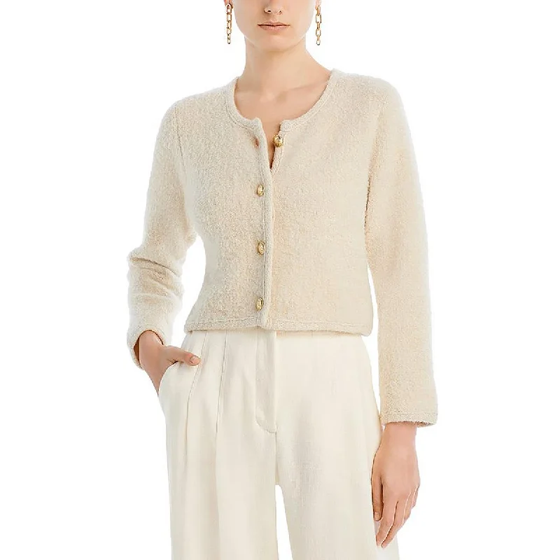 Womens Metallic Wool Collarless Blazer