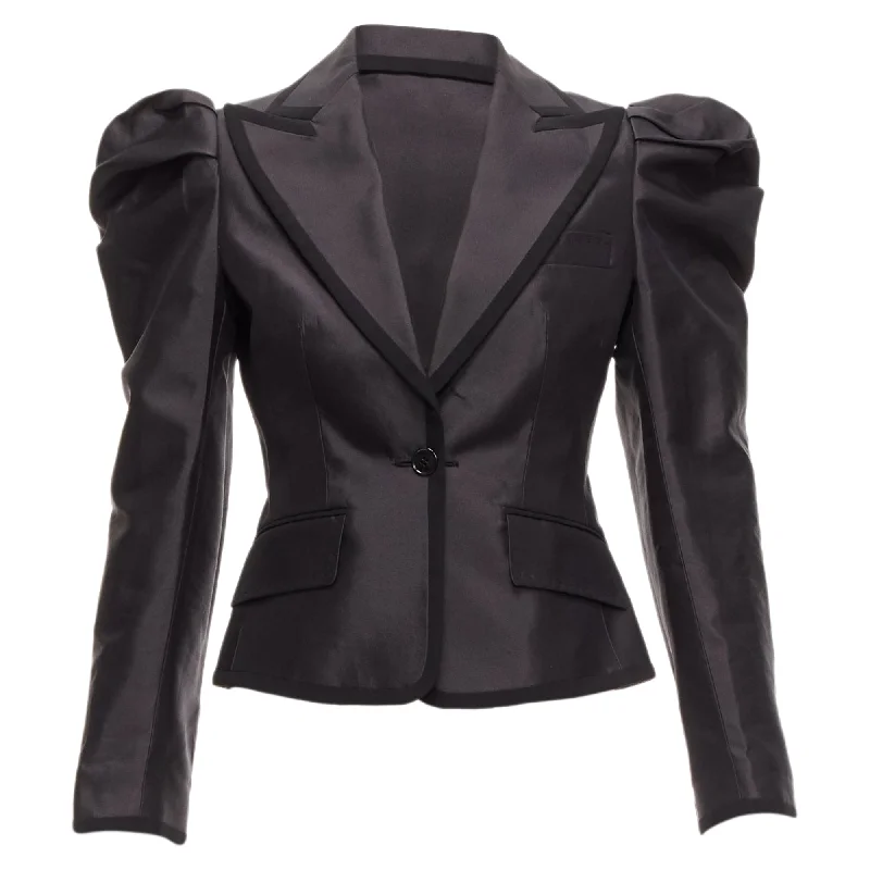 Dolce Gabbana Silk Puff Princess Sleeve Piping Tuxedo Blazer