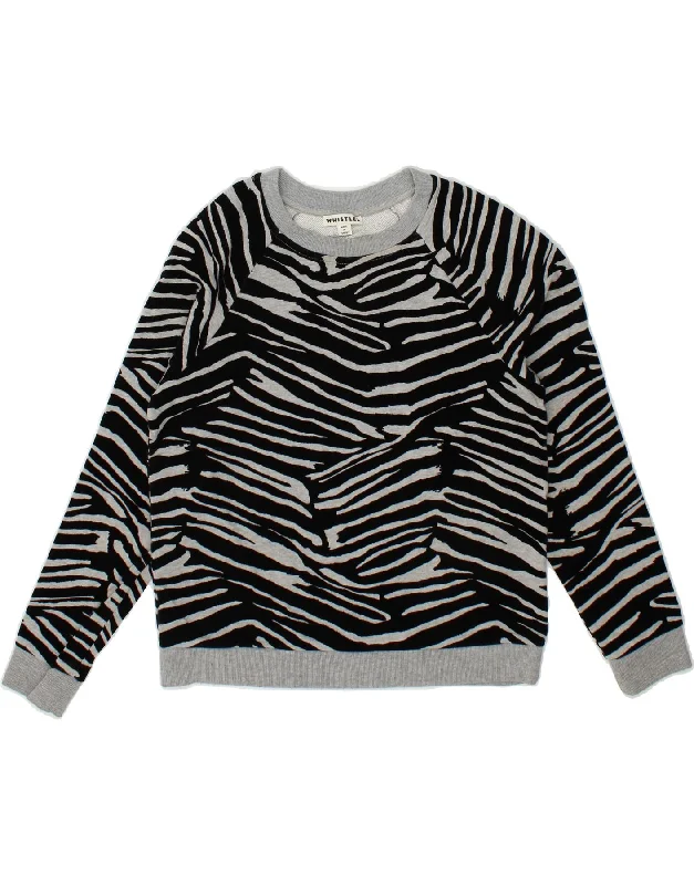 WHISTLES Womens Sweatshirt Jumper UK 10 Small Black Animal Print