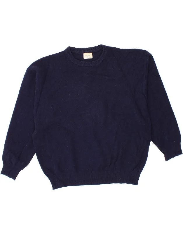 Incredible Offers BENETTON Womens Crop Crew Neck Jumper Sweater UK 16 Large Navy Blue