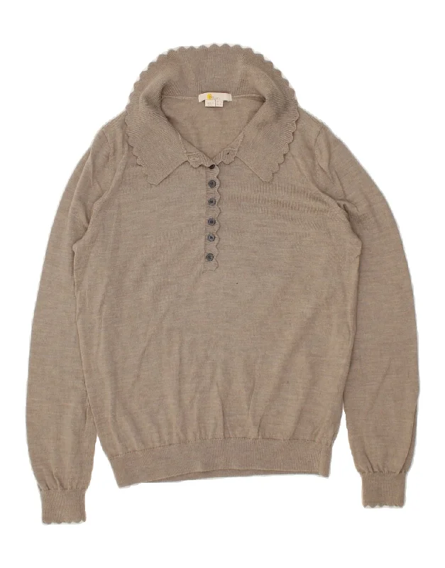 Steals and Deals BODEN Womens Polo Neck Jumper Sweater UK 16 Large Grey Cotton