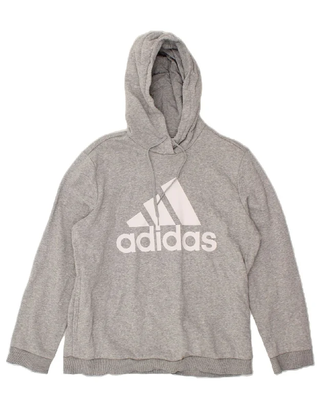Big Discounts ADIDAS Womens Graphic Hoodie Jumper UK 20/22 XL Grey Cotton