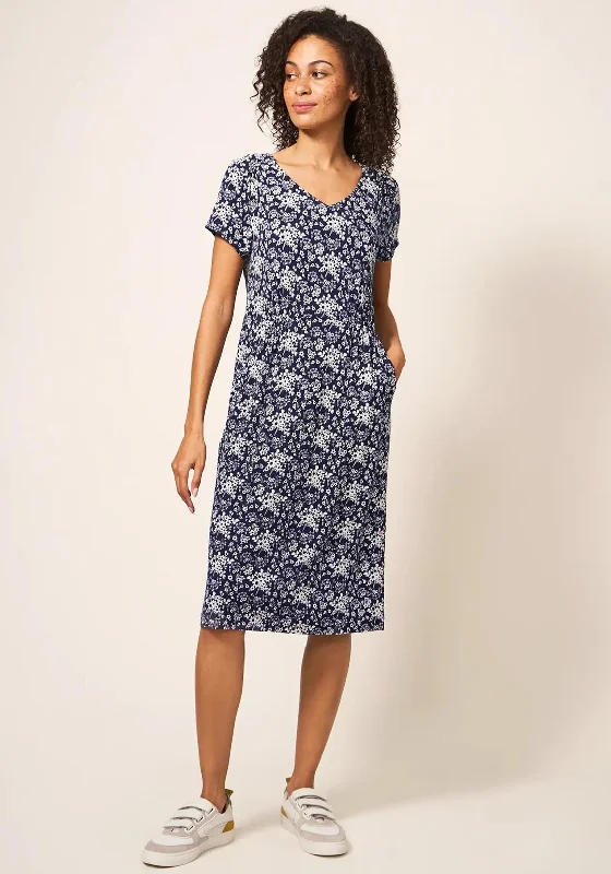 Stock Clearance White Stuff Tallie Print Jersey Dress, Navy