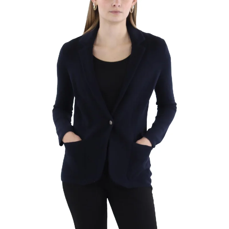 Womens Wool Blend Casual One-Button Blazer