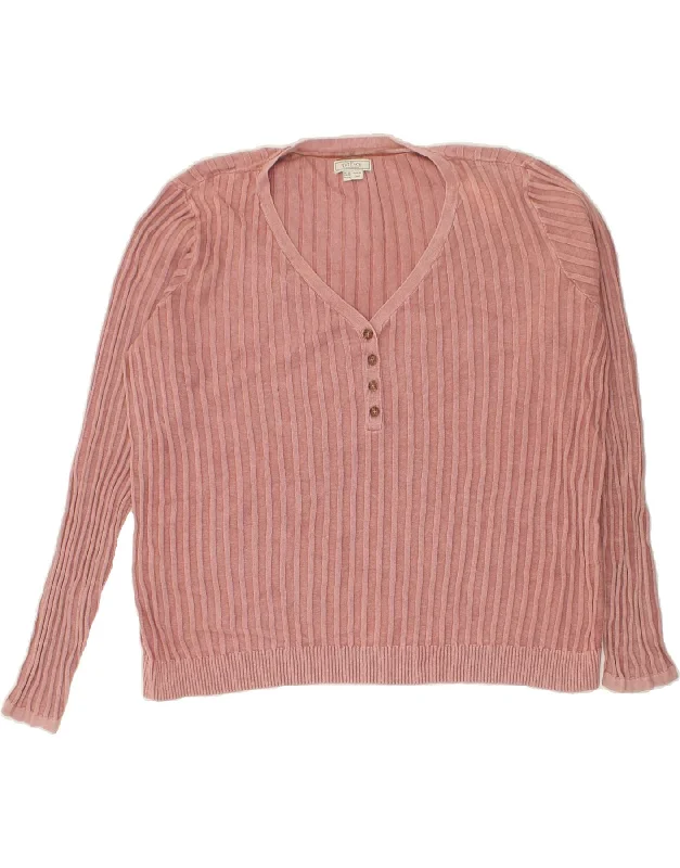 Fantastic Deals FAT FACE Womens V-Neck Jumper Sweater UK 18 XL Pink Cotton