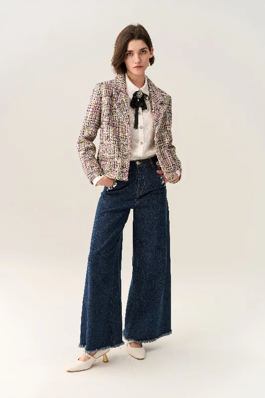 The Best Prices Cropped Braided Hem Tweed Jacket