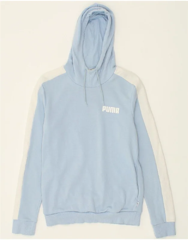 Great Deals PUMA Womens Hoodie Jumper UK 12 Medium Blue Colourblock Cotton