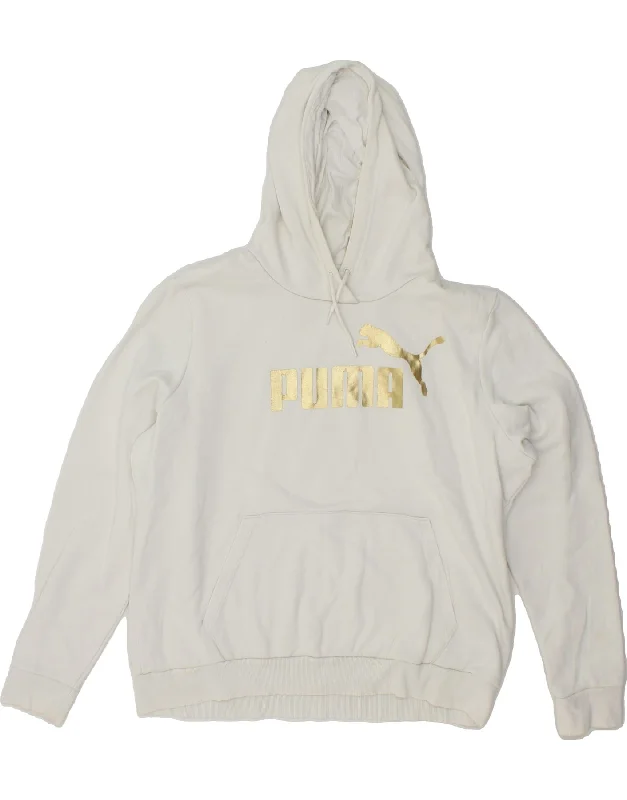 Limited Quantity PUMA Womens Graphic Hoodie Jumper UK 18 XL White Cotton