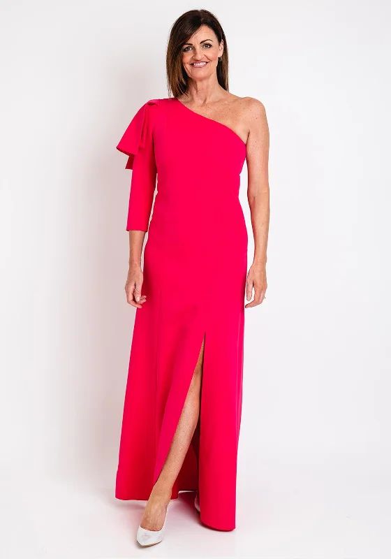 One-DAY Sale Herysa Gema One Shoulder Maxi Dress, Fuchsia