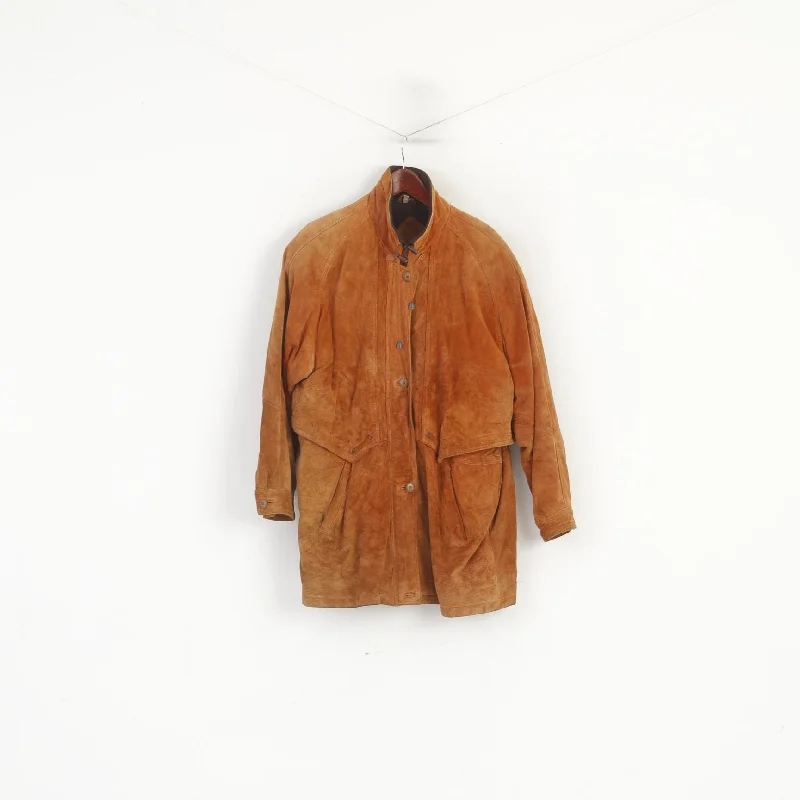 Massive Deals Vroom & Dreesmann Women 42 16 XL Jacket Camel Leather Vintage Shoulder Pads Top