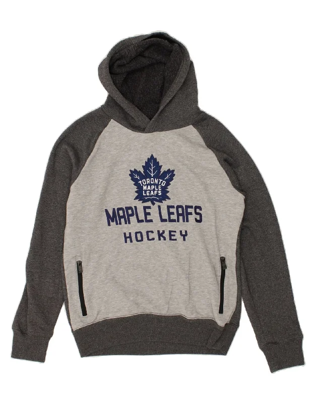 Year-End Clearance NFL Womens Maple Leafs Graphic Hoodie Jumper UK 14 Medium Grey Colourblock Year-End Clearance NFL Womens Maple Leafs Graphic Hoodie Jumper UK 14 Medium Grey Colourblock