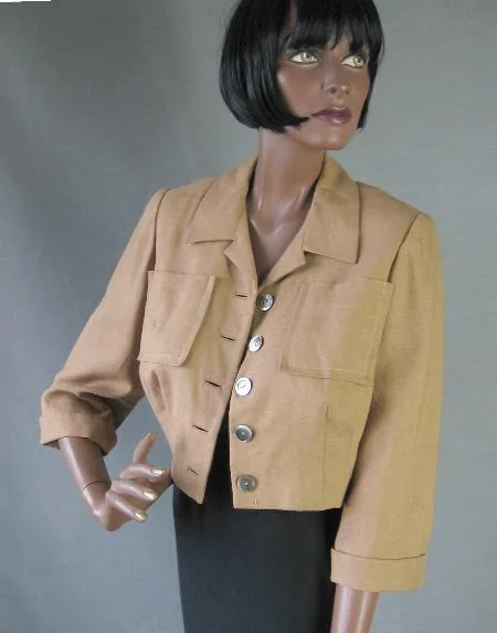 Friends and Family Sale 50s Vintage Women's Jacket Cropped Suit Coat Couture Quality Large VFG Camel Tan