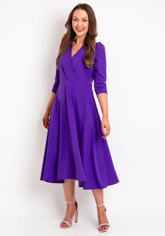 Bonus Savings Castings V-Shape Neckline A-Line Dress, Violet