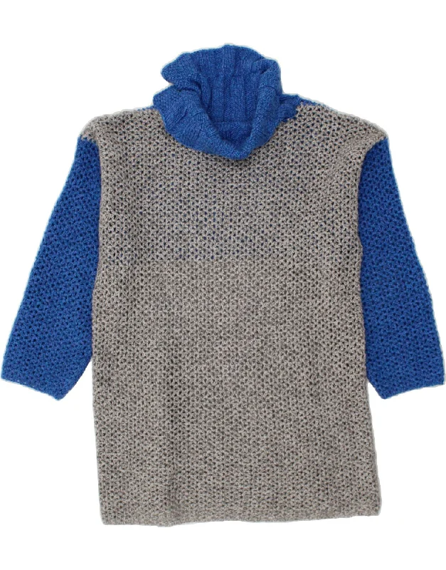Best Bargains VINTAGE Womens Roll Neck Jumper Sweater UK 18 XL Grey Colourblock