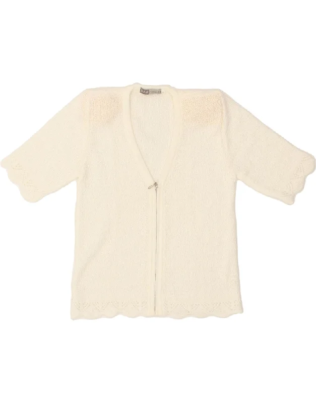 Buy More, Save More VINTAGE Womens Crop Short Sleeve Cardigan Sweater UK 12 Medium White Buy More, Save More VINTAGE Womens Crop Short Sleeve Cardigan Sweater UK 12 Medium White