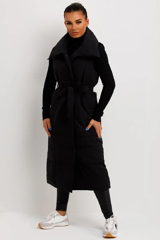 Online Only Black Duvet Padded Gilet Longline